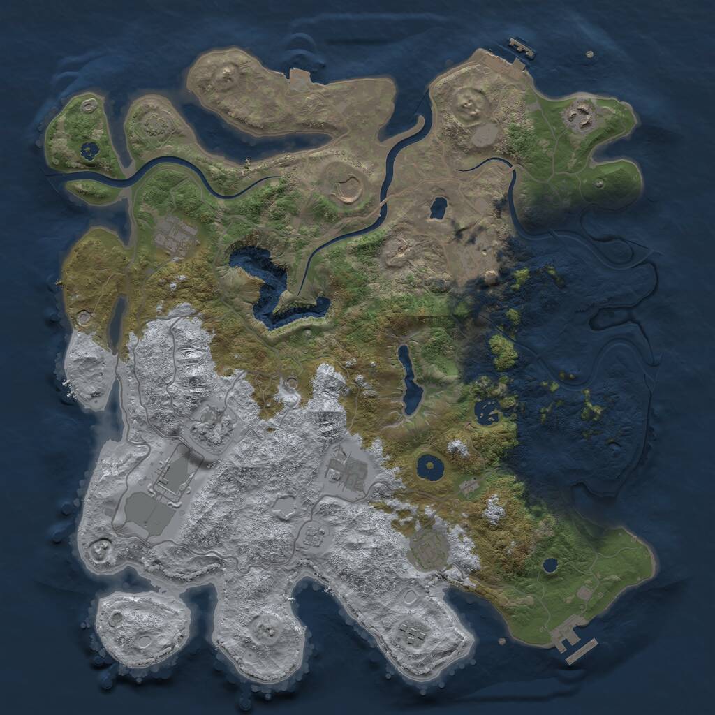 Rust Map: Procedural Map, Size: 4000, Seed: 577253, 16 Monuments