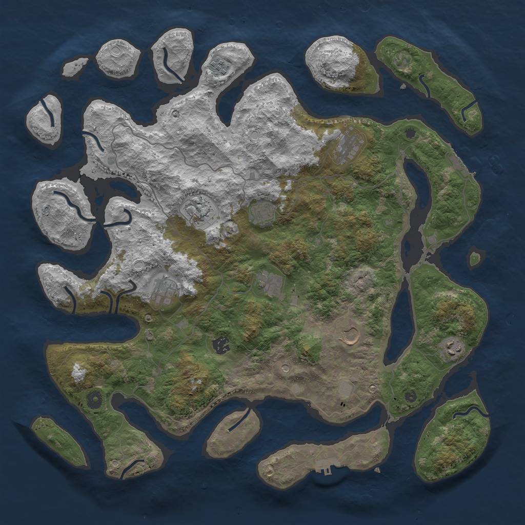 Rust Map: Procedural Map, Size: 4500, Seed: 5550405, 17 Monuments