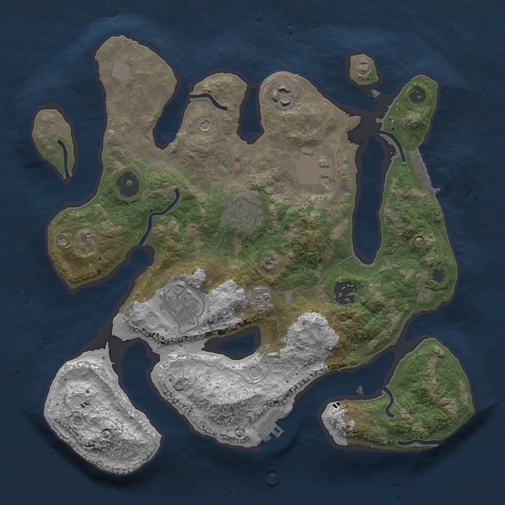 Rust Map: Procedural Map, Size: 3189, Seed: 2147483647, 14 Monuments