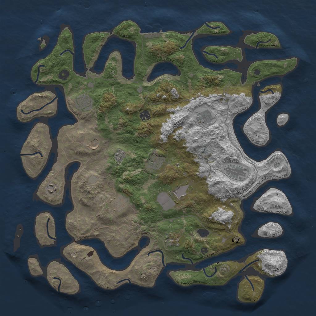 Rust Map: Procedural Map, Size: 4500, Seed: 3338895, 18 Monuments