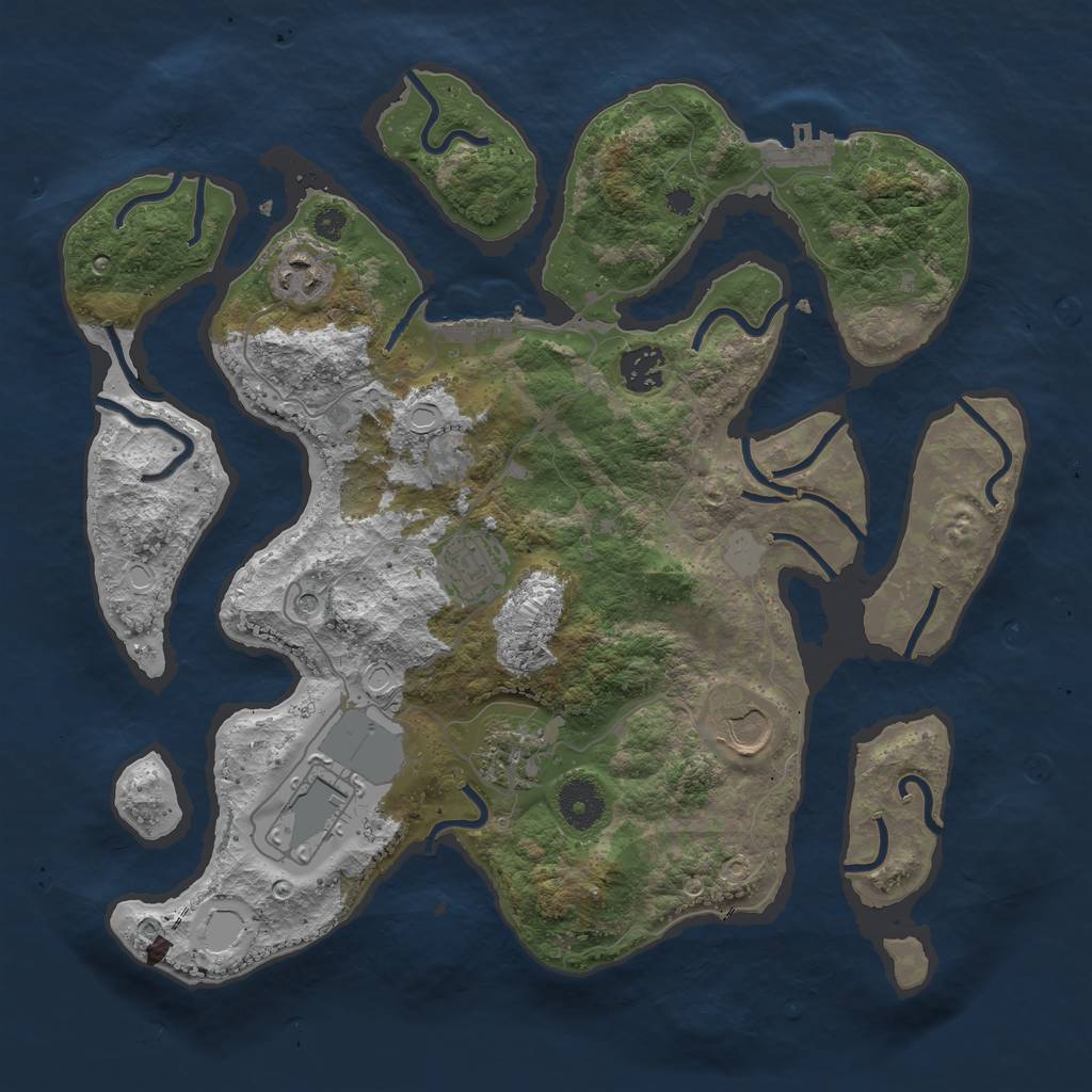 Rust Map: Procedural Map, Size: 3550, Seed: 207977, 14 Monuments