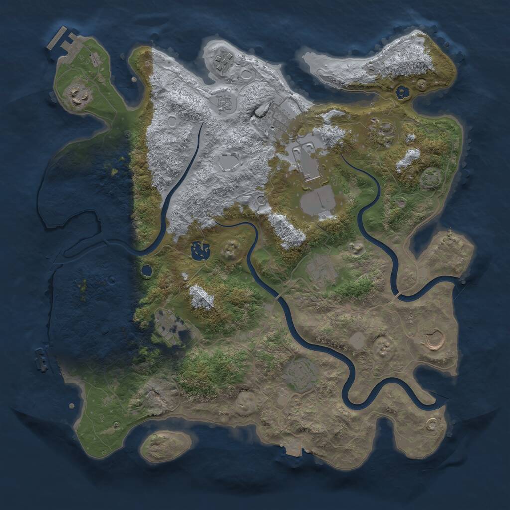 Rust Map: Procedural Map, Size: 3800, Seed: 2738, 16 Monuments