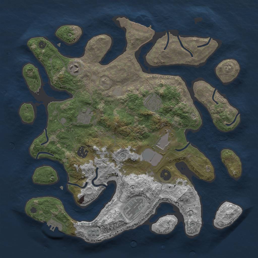 Rust Map: Procedural Map, Size: 3550, Seed: 807175, 15 Monuments