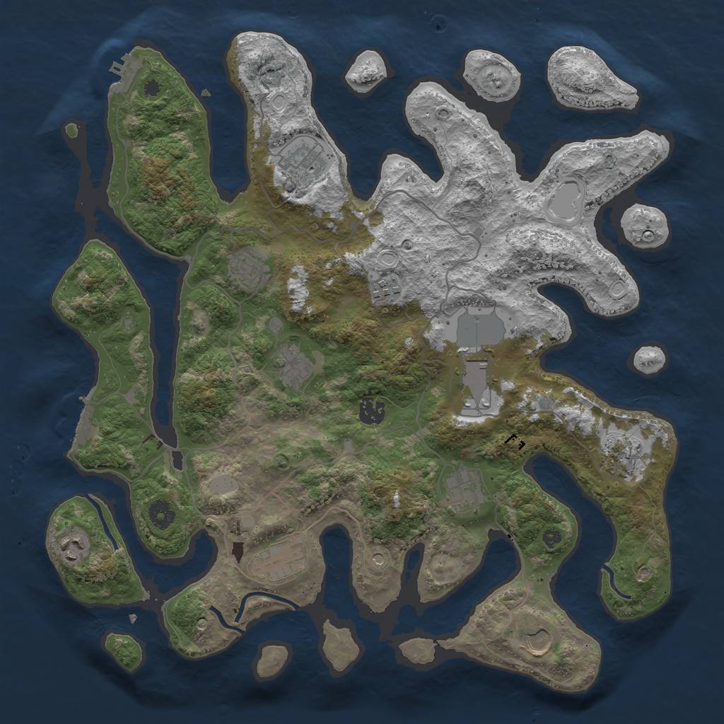 Rust Map: Procedural Map, Size: 4000, Seed: 852969, 19 Monuments