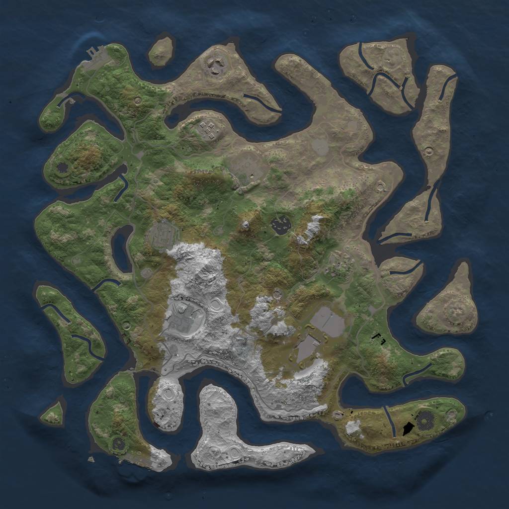 Rust Map: Procedural Map, Size: 4000, Seed: 985145, 16 Monuments