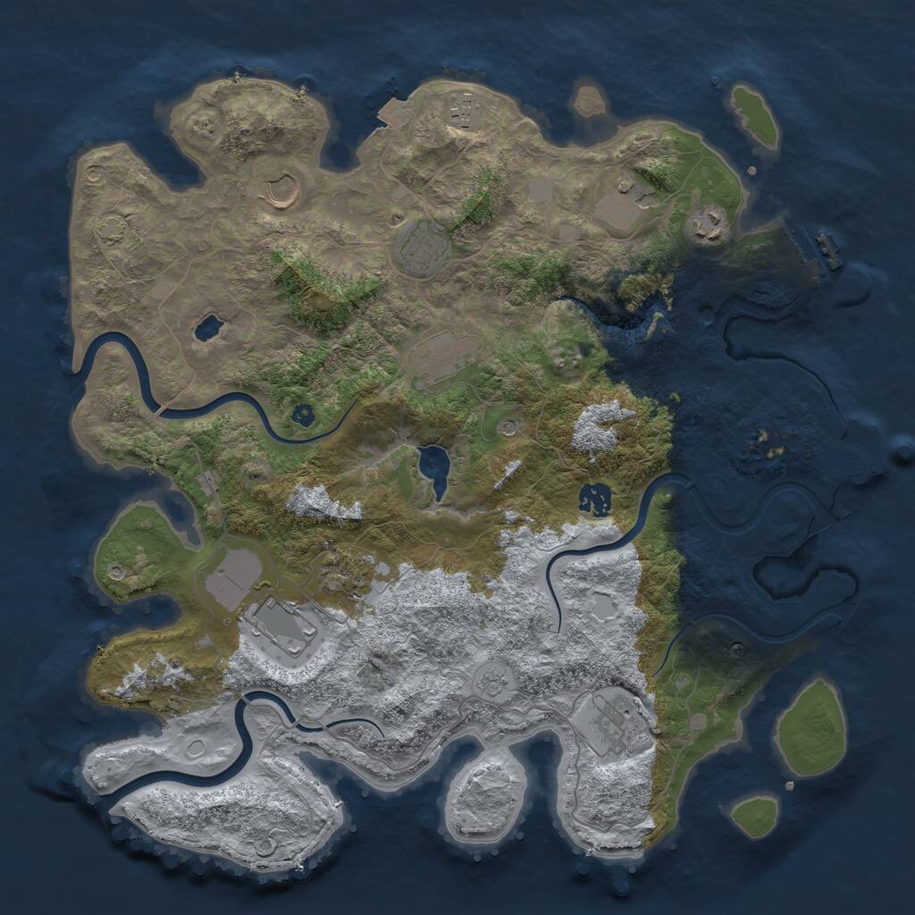 Rust Map: Procedural Map, Size: 4000, Seed: 541488, 16 Monuments
