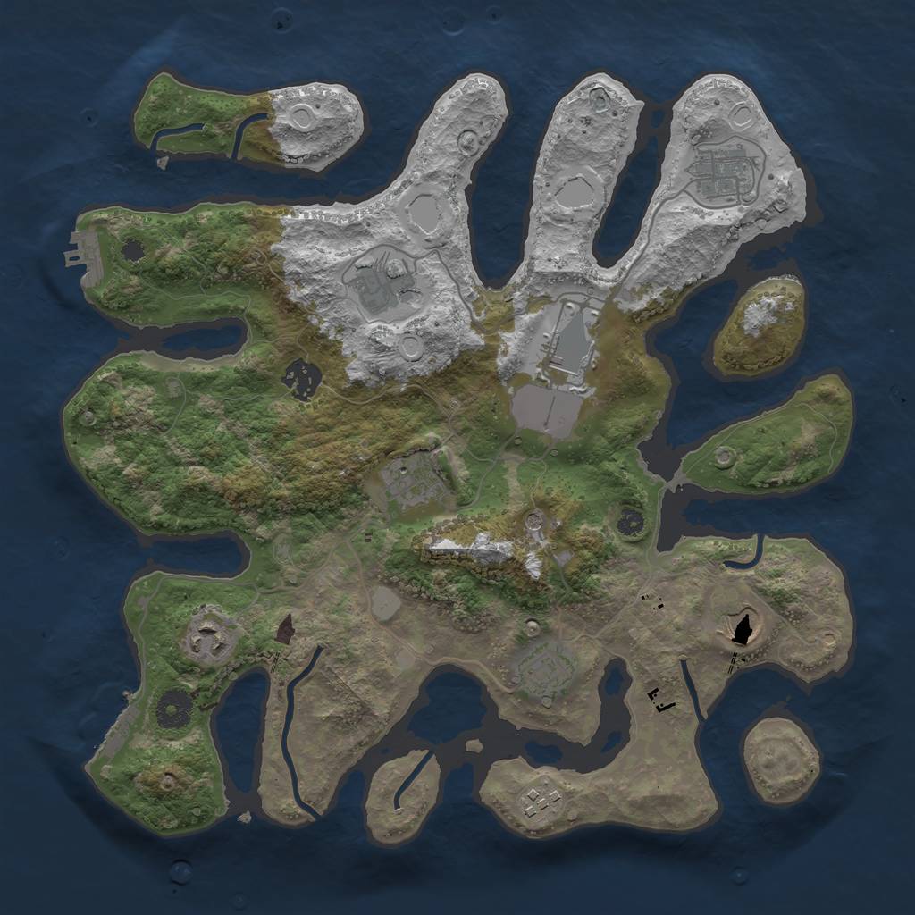 Rust Map: Procedural Map, Size: 3550, Seed: 947027, 17 Monuments