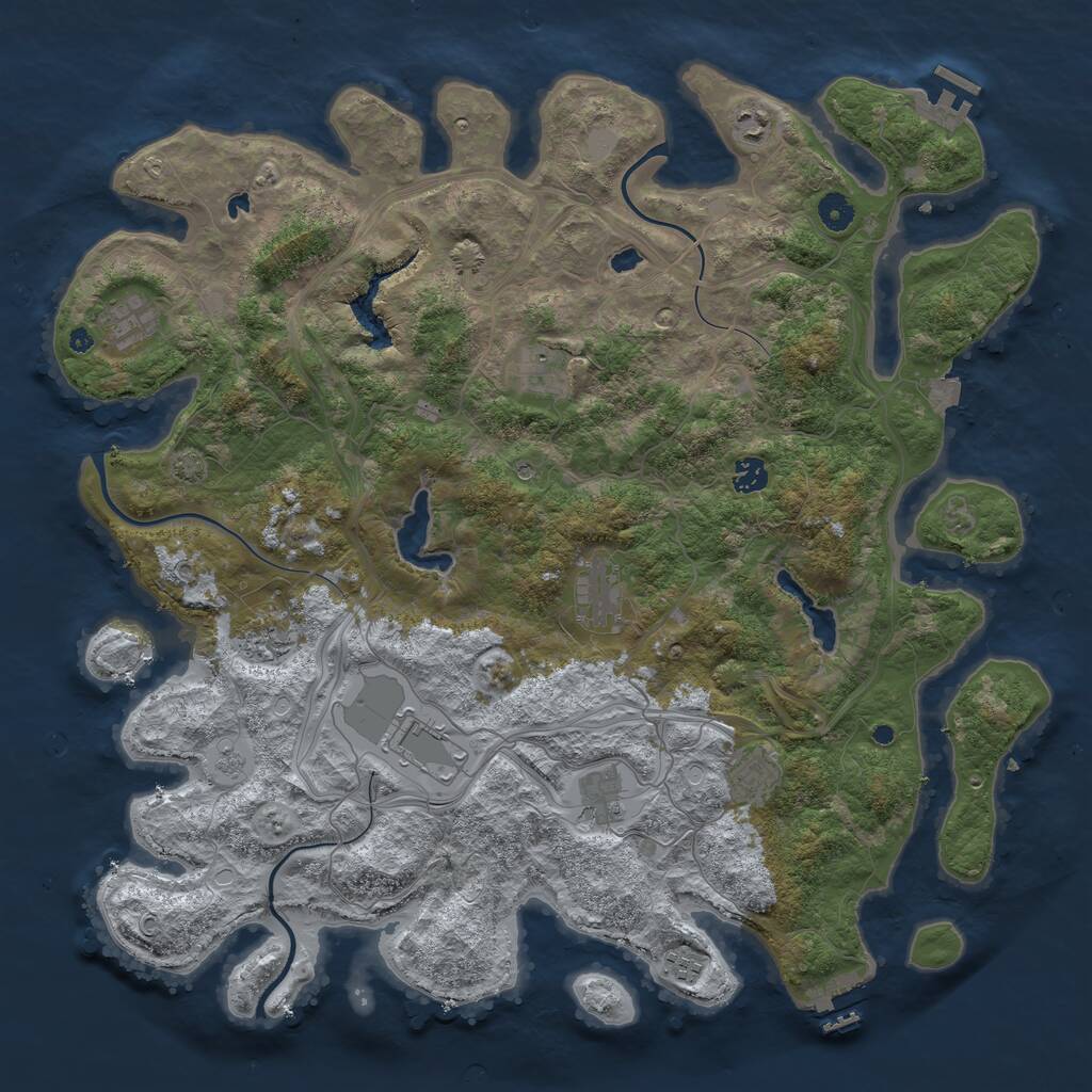 Rust Map: Procedural Map, Size: 4500, Seed: 3495768, 16 Monuments