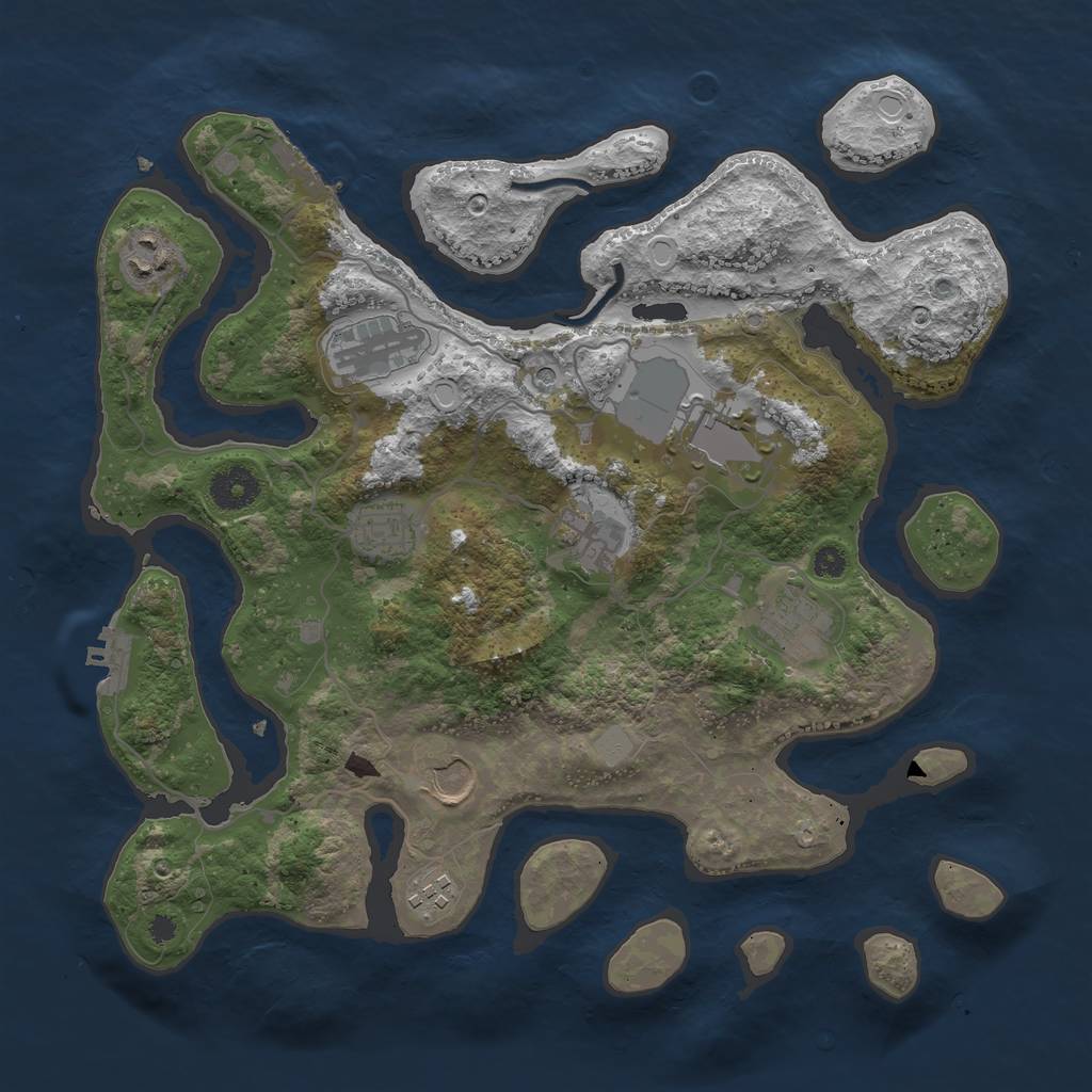Rust Map: Procedural Map, Size: 3550, Seed: 420524, 16 Monuments