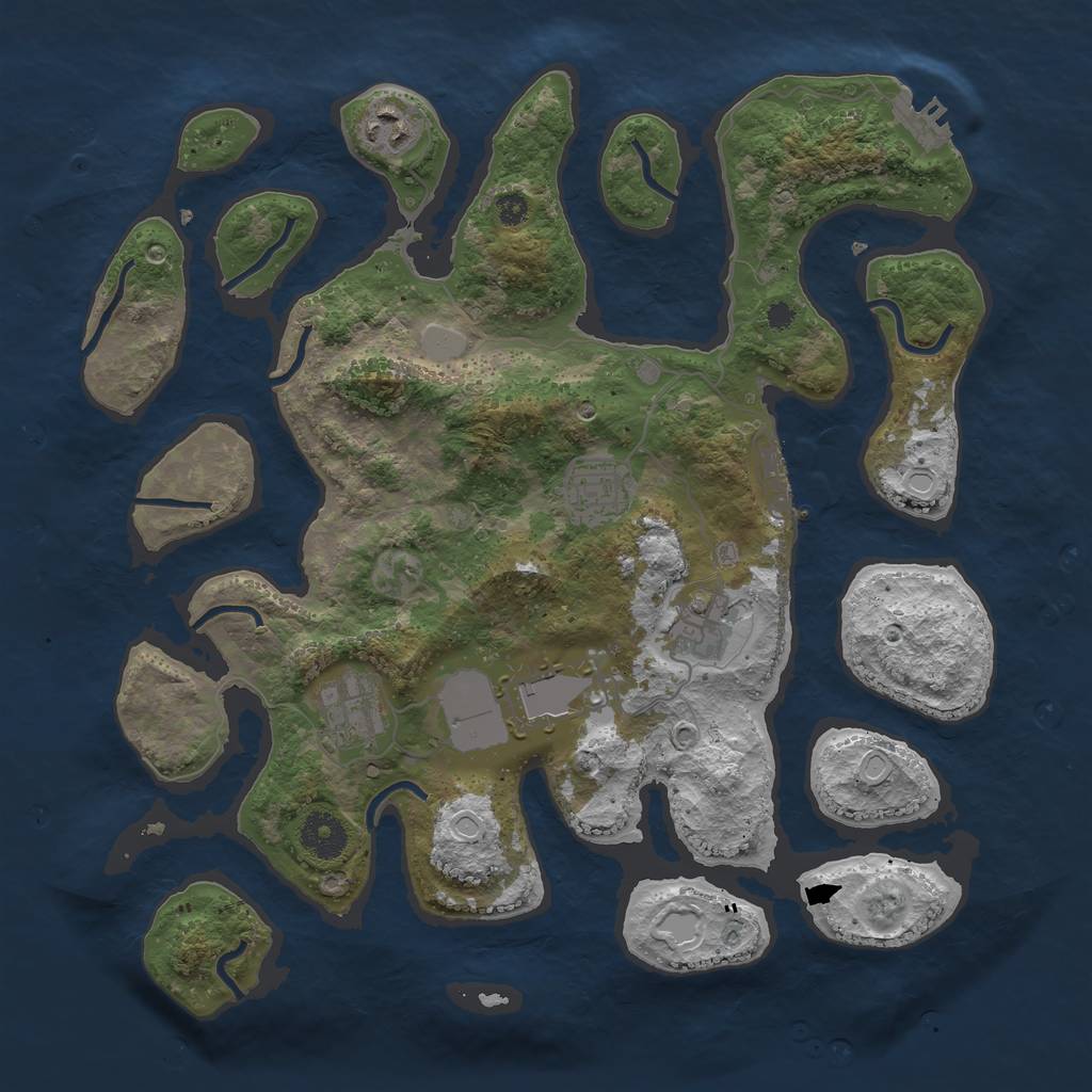 Rust Map: Procedural Map, Size: 3550, Seed: 151371, 12 Monuments