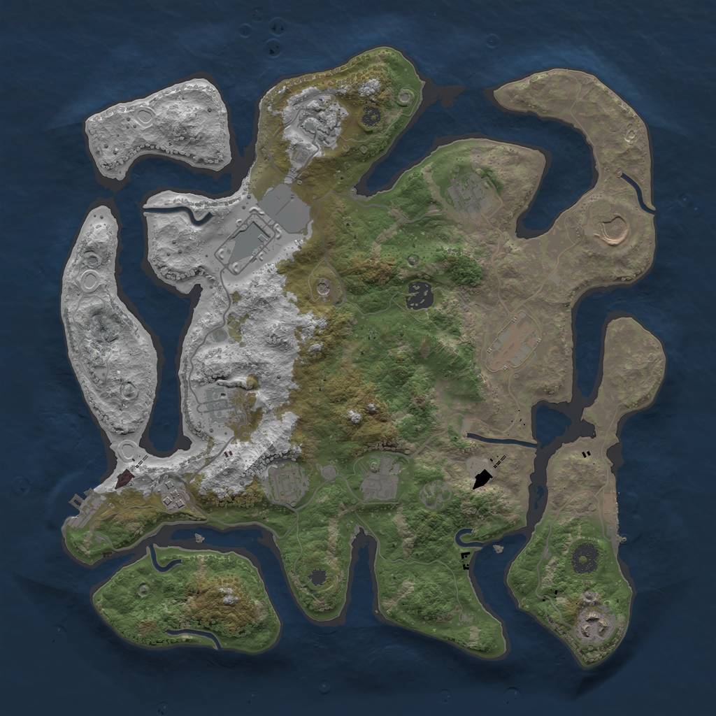 Rust Map: Procedural Map, Size: 3700, Seed: 2762008, 19 Monuments
