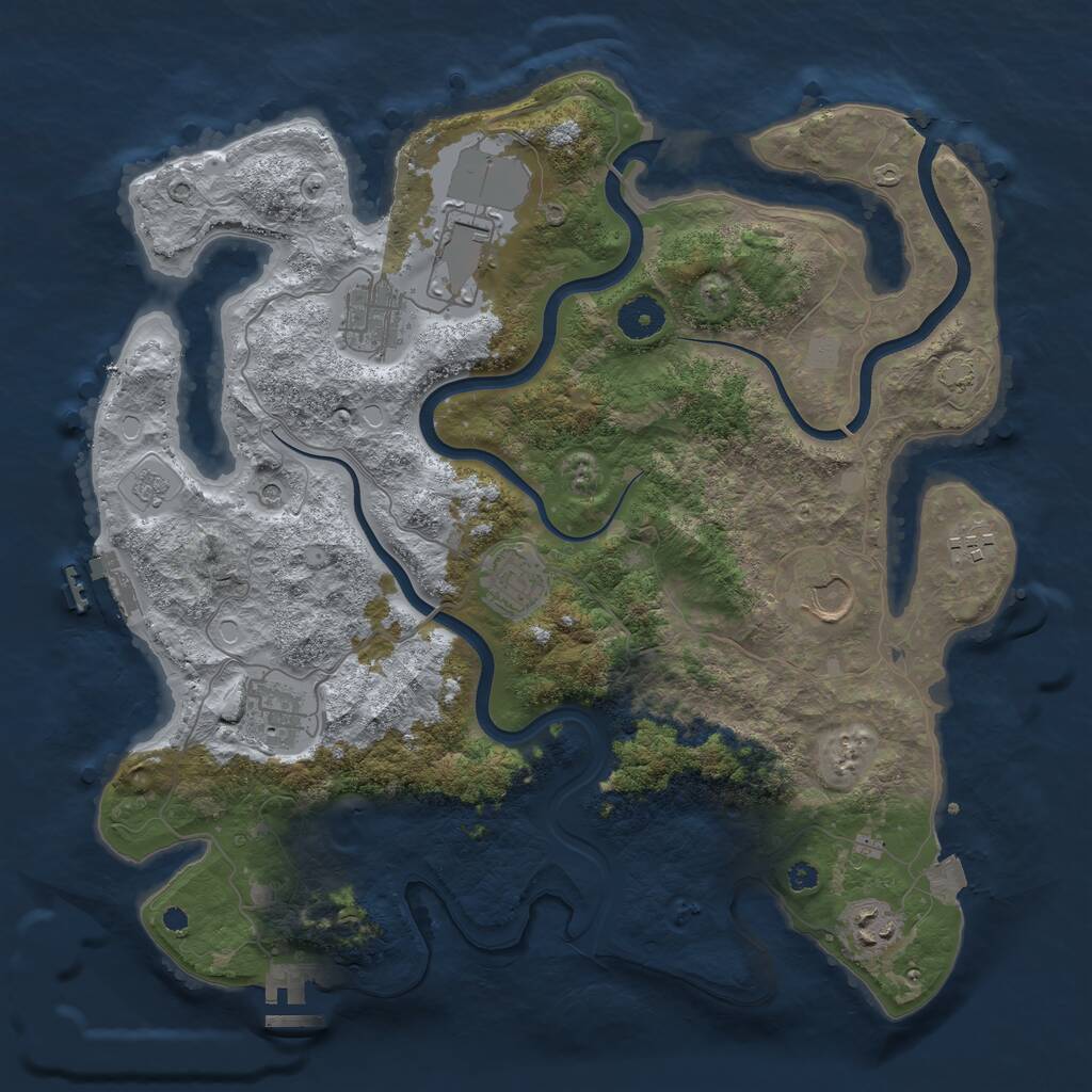 Rust Map: Procedural Map, Size: 3700, Seed: 2762008, 13 Monuments