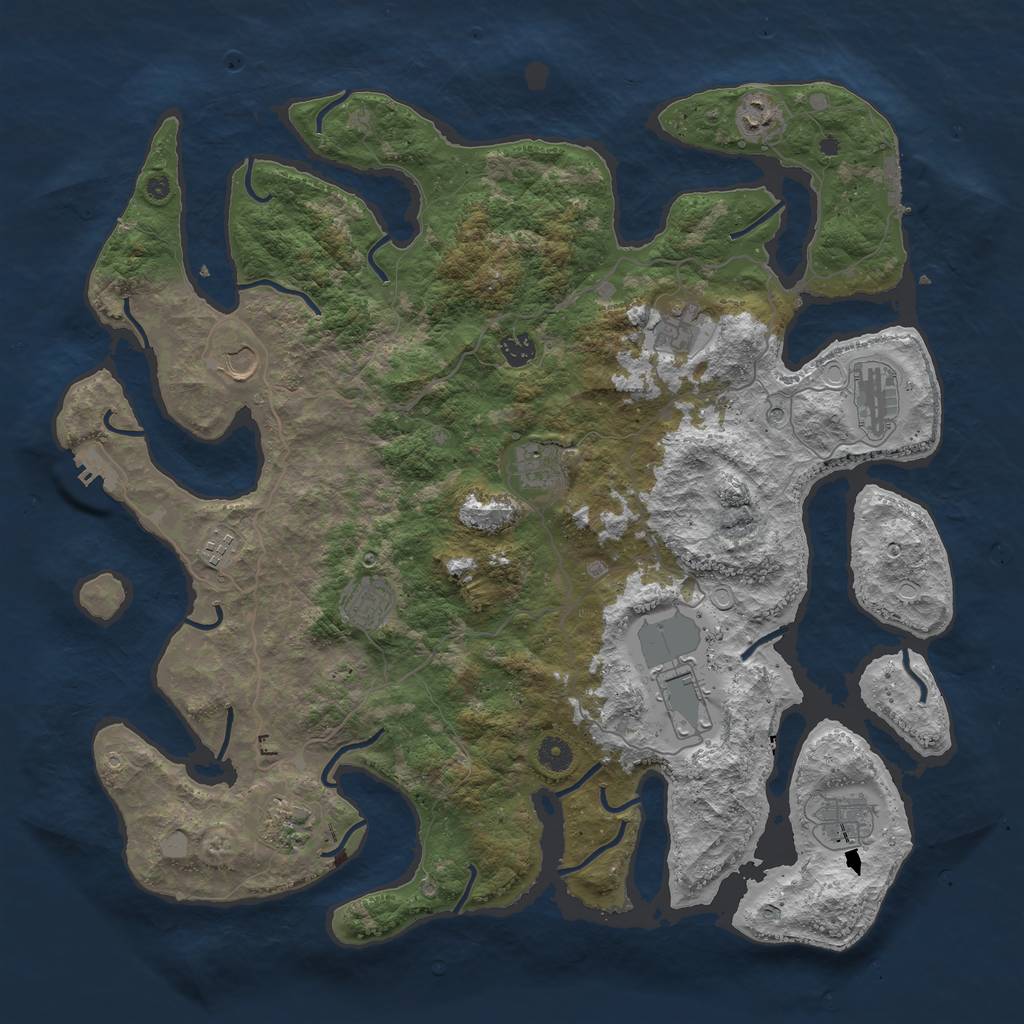 Rust Map: Procedural Map, Size: 4500, Seed: 2163078, 19 Monuments