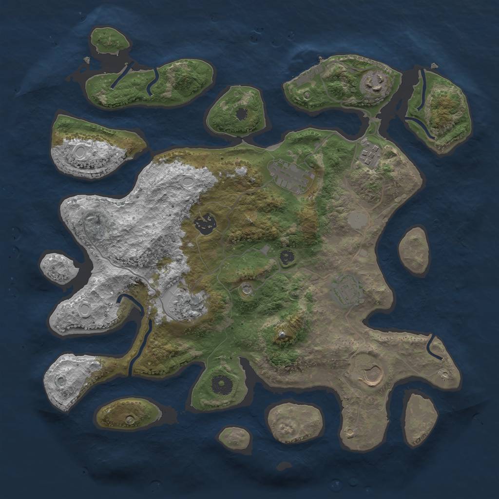 Rust Map: Procedural Map, Size: 3600, Seed: 2123508920, 14 Monuments