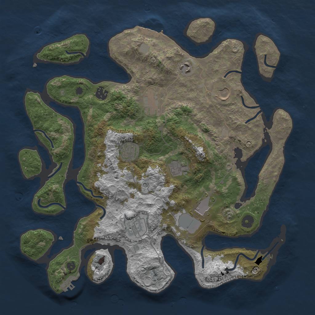 Rust Map: Procedural Map, Size: 3800, Seed: 65347862, 17 Monuments
