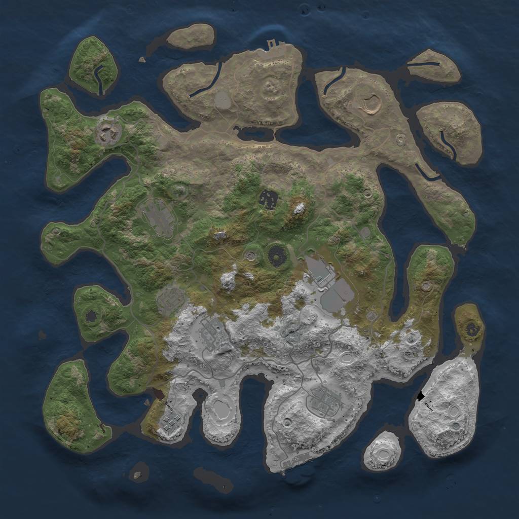Rust Map: Procedural Map, Size: 4000, Seed: 55252, 17 Monuments