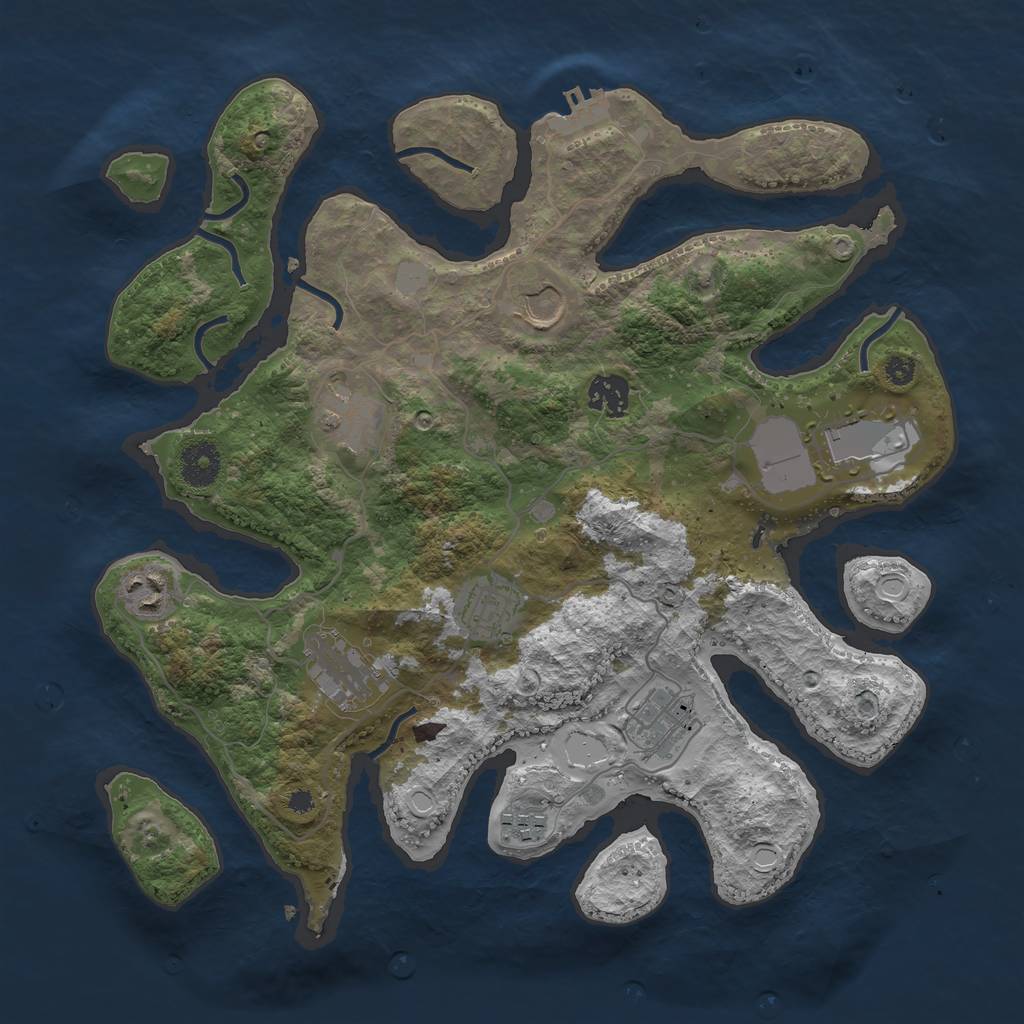 Rust Map: Procedural Map, Size: 3550, Seed: 814415, 15 Monuments