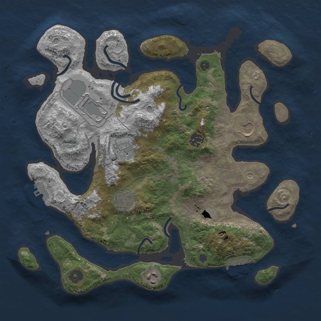 Rust Map: Procedural Map, Size: 3550, Seed: 129045, 15 Monuments