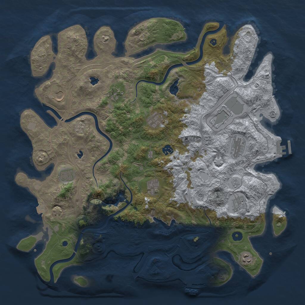 Rust Map: Procedural Map, Size: 4500, Seed: 654122, 17 Monuments