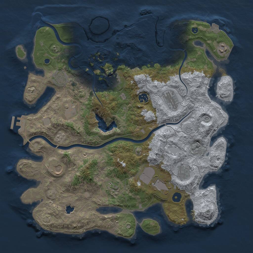 Rust Map: Procedural Map, Size: 4000, Seed: 425974, 17 Monuments