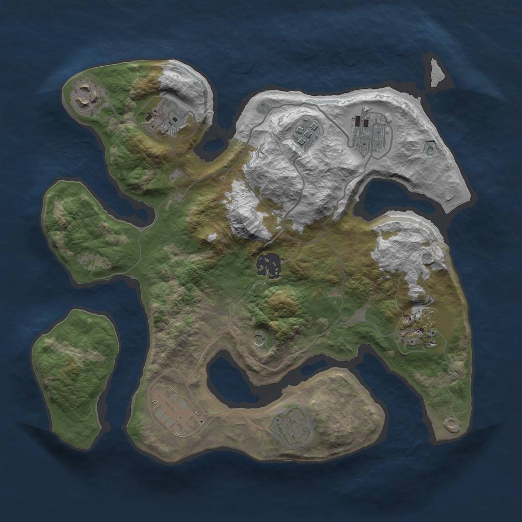 Rust Map: Barren, Size: 3000, Seed: 1564, 11 Monuments