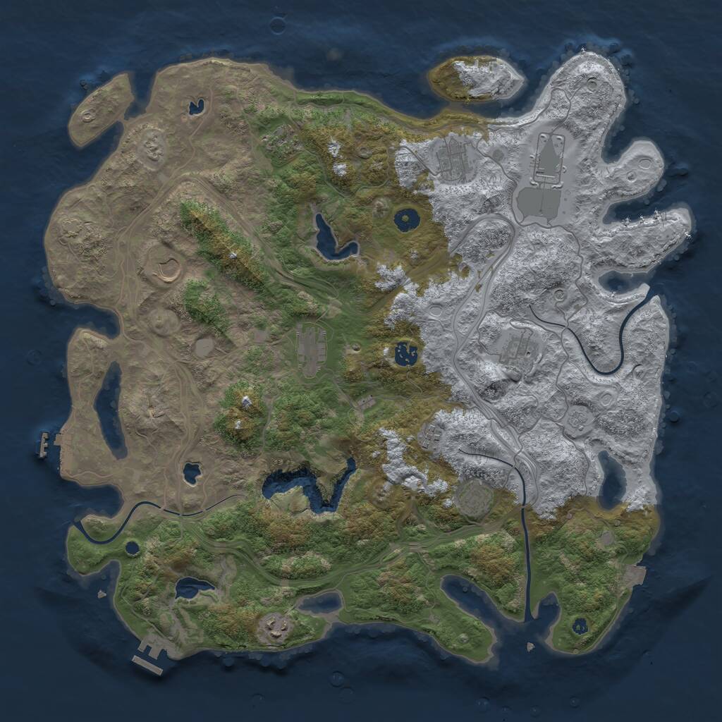 Rust Map: Procedural Map, Size: 4500, Seed: 774025, 16 Monuments