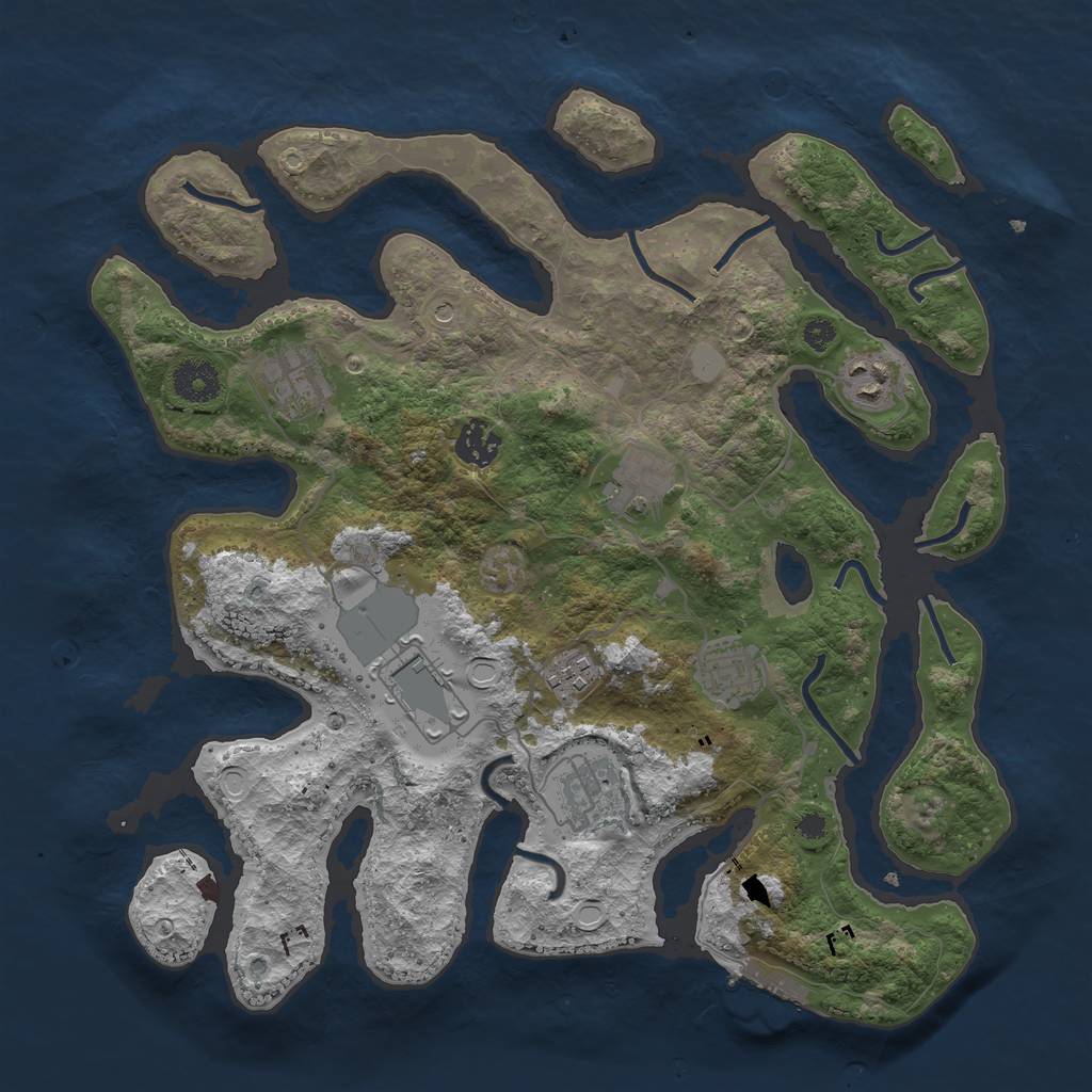 Rust Map: Procedural Map, Size: 3600, Seed: 128315521, 15 Monuments