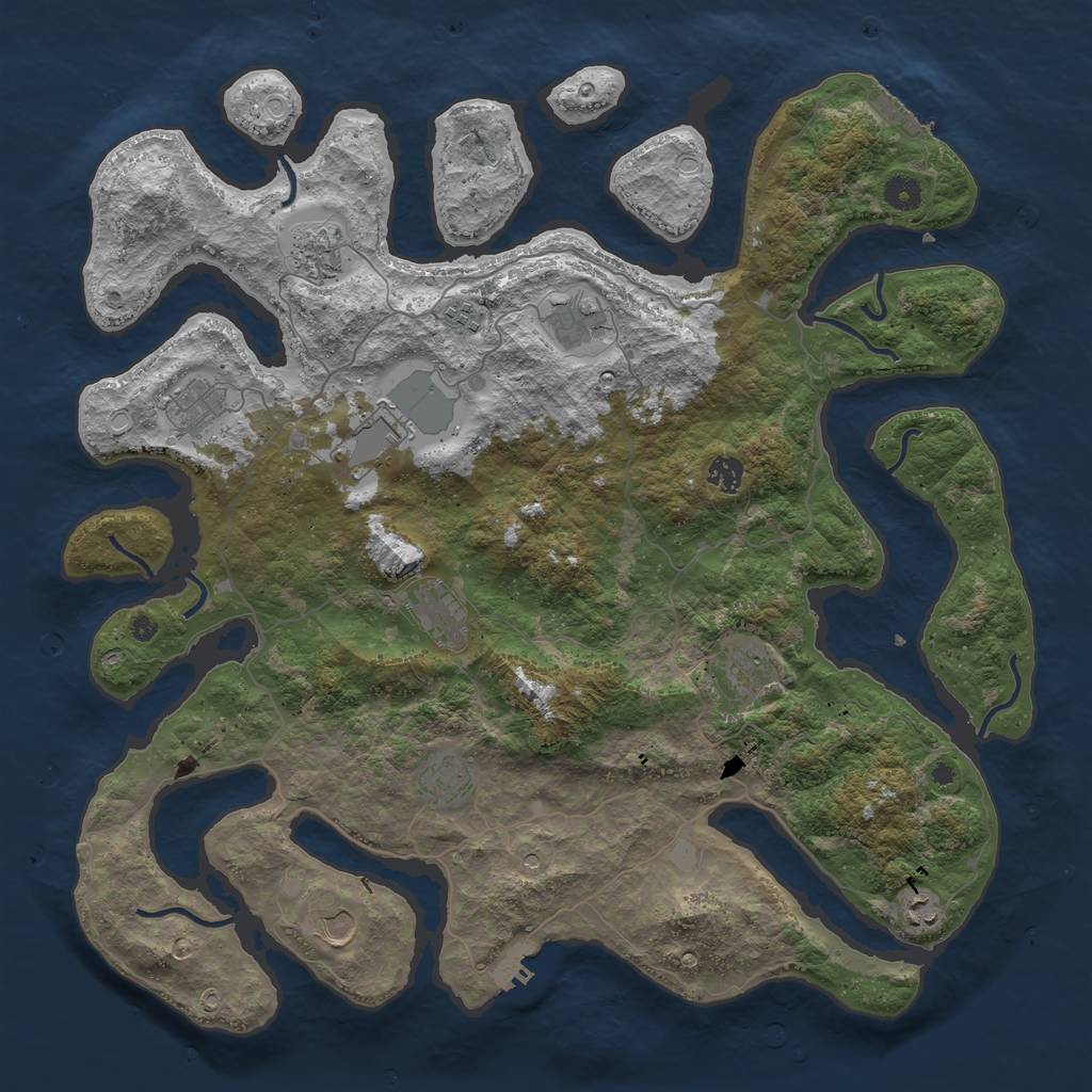 Rust Map: Procedural Map, Size: 4500, Seed: 1158452, 19 Monuments