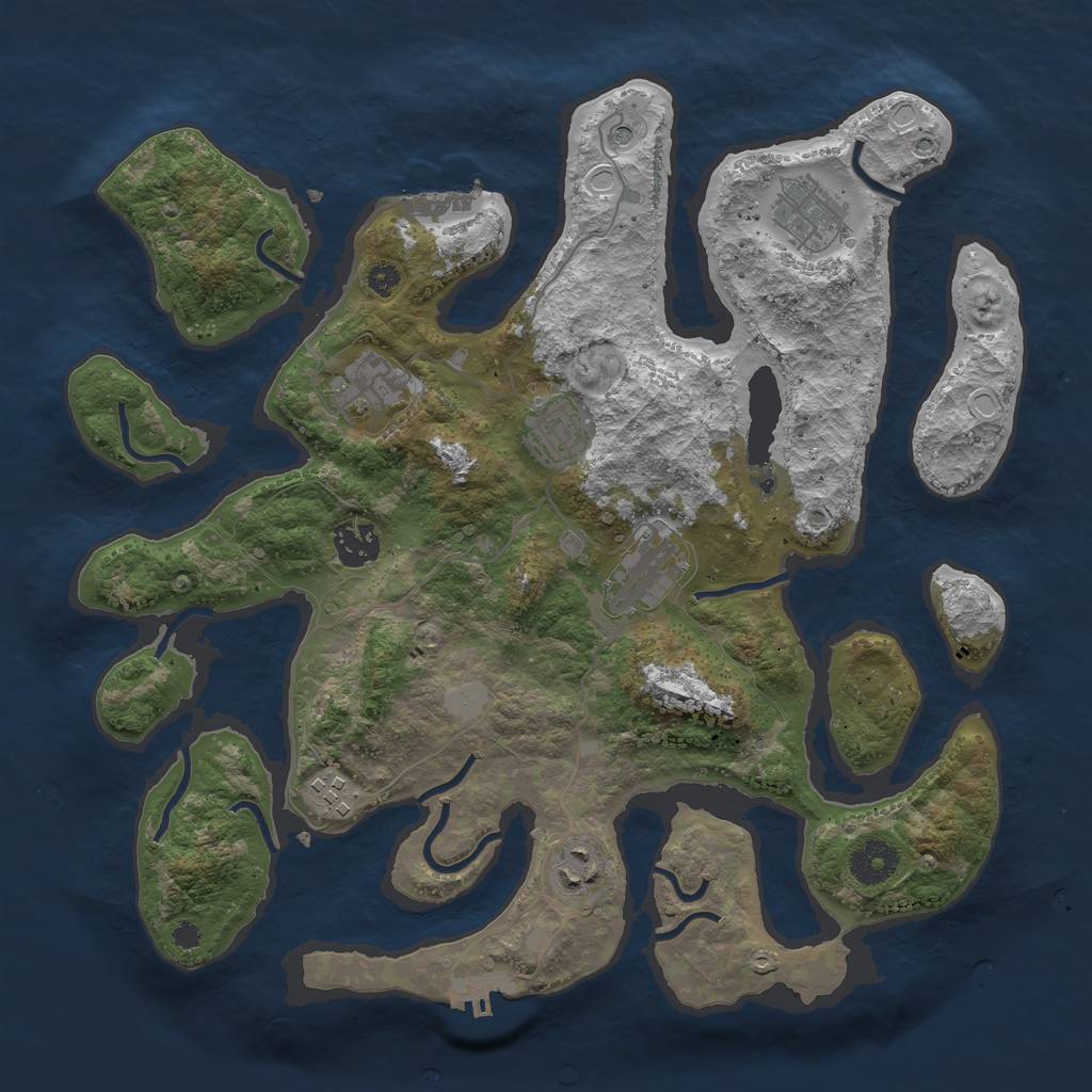 Rust Map: Procedural Map, Size: 3550, Seed: 527742, 15 Monuments