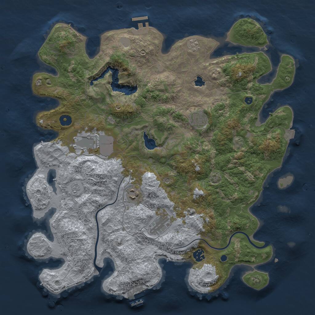 Rust Map: Procedural Map, Size: 4000, Seed: 184, 12 Monuments