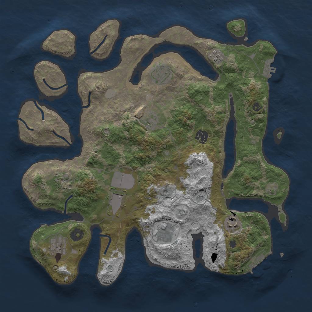 Rust Map: Procedural Map, Size: 3600, Seed: 1811085403, 17 Monuments