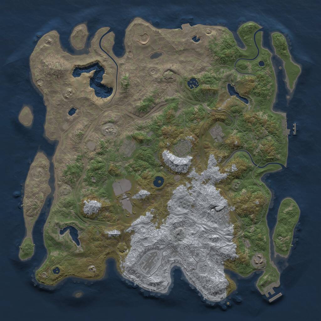 Rust Map: Procedural Map, Size: 4500, Seed: 7491, 16 Monuments