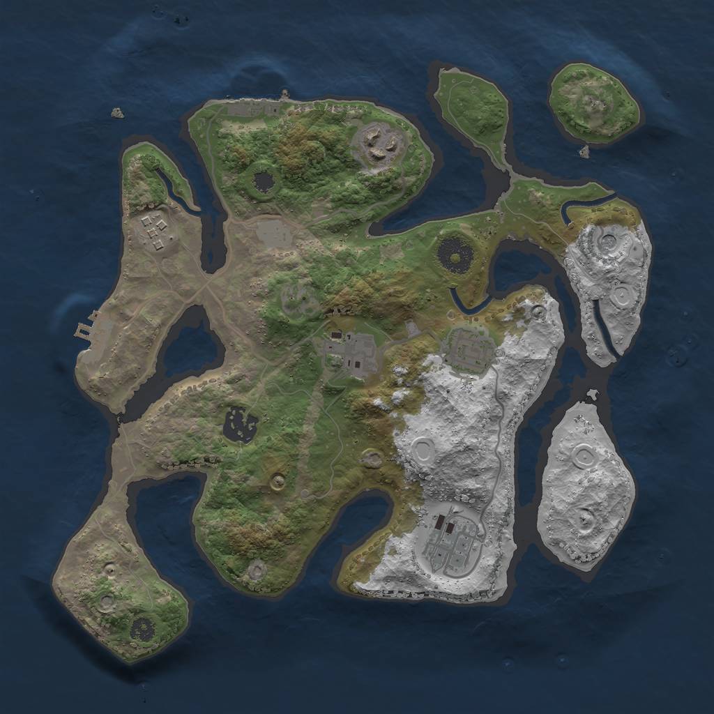 Rust Map: Procedural Map, Size: 3000, Seed: 1098226299, 14 Monuments