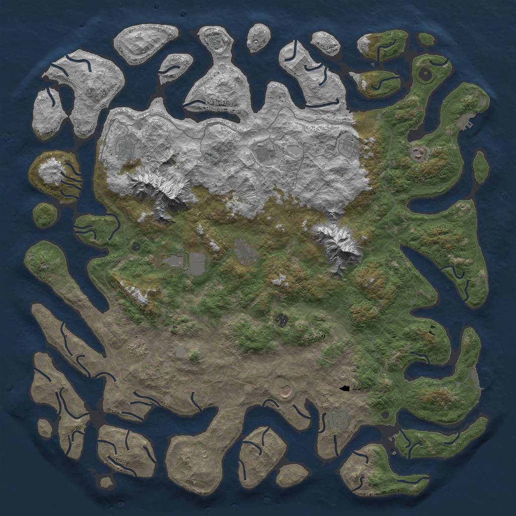Rust Map: Procedural Map, Size: 6000, Seed: 1804752134, 19 Monuments