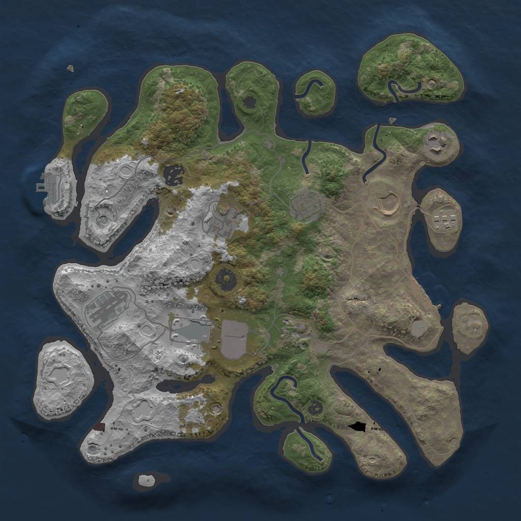 Rust Map: Procedural Map, Size: 3550, Seed: 20012, 17 Monuments