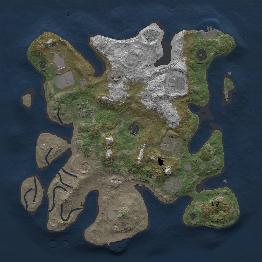 Rust Map: Procedural Map, Size: 3550, Seed: 946423, 17 Monuments