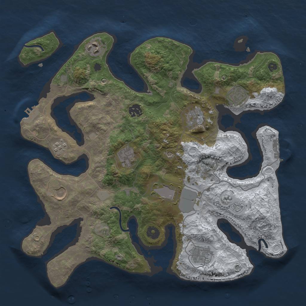 Rust Map: Procedural Map, Size: 3500, Seed: 14, 18 Monuments