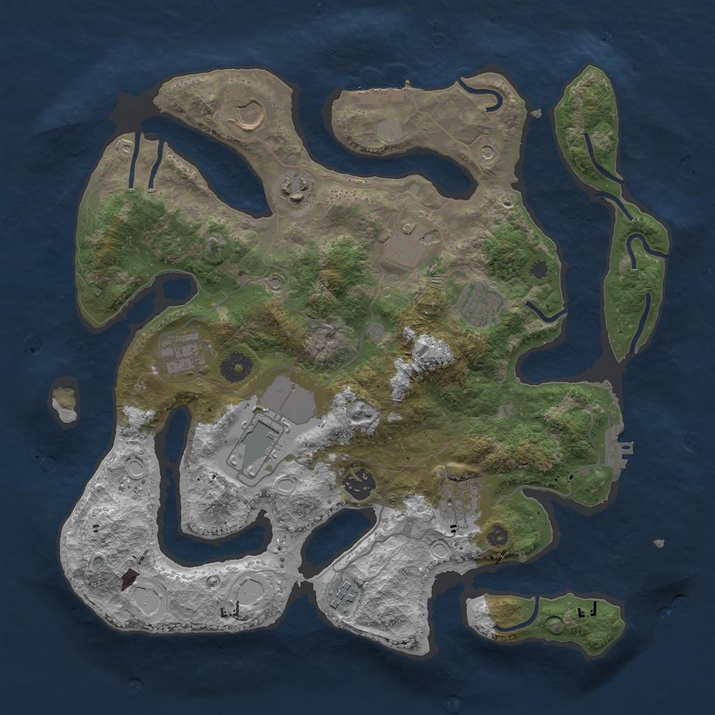 Rust Map: Procedural Map, Size: 3550, Seed: 942681, 17 Monuments