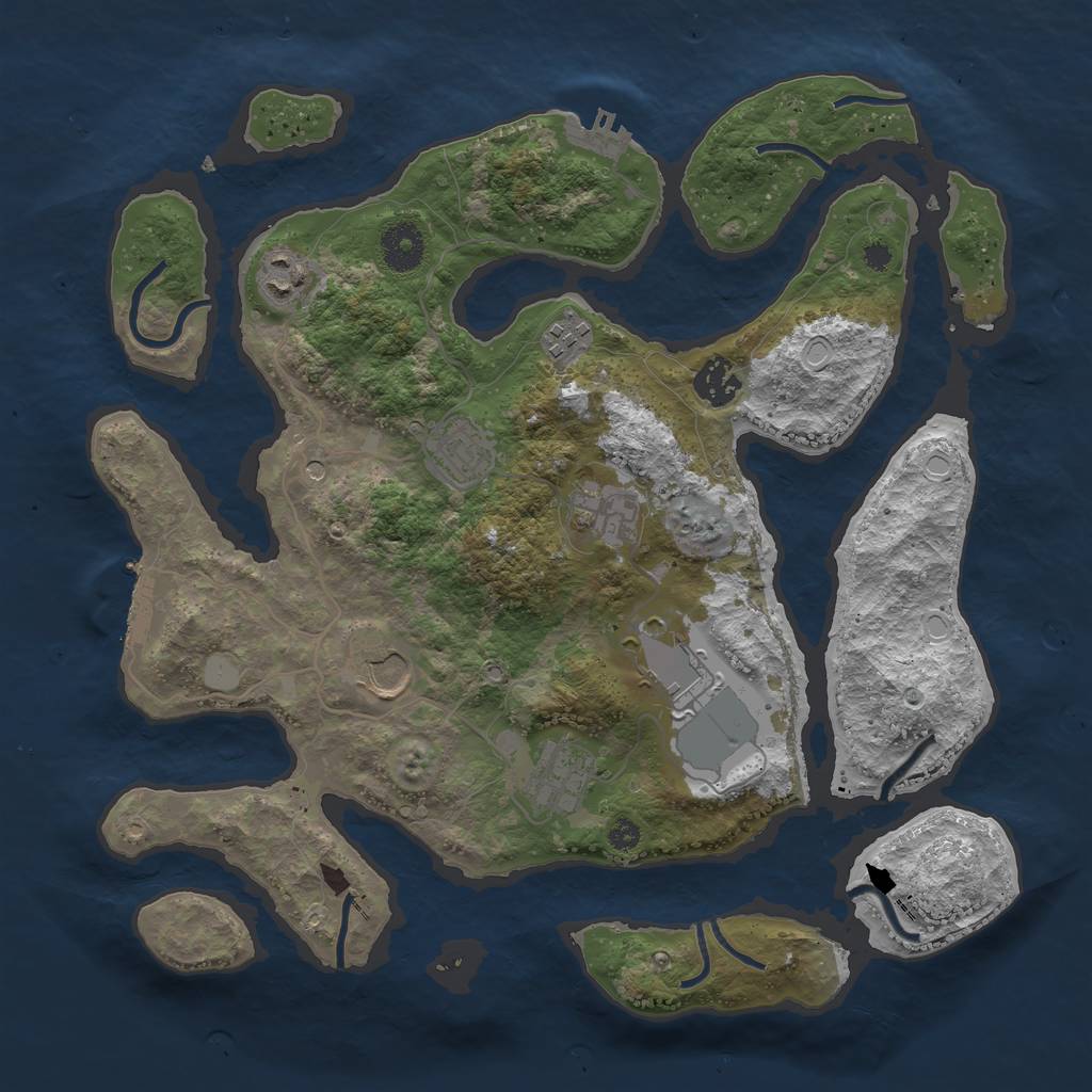 Rust Map: Procedural Map, Size: 3550, Seed: 366907, 16 Monuments