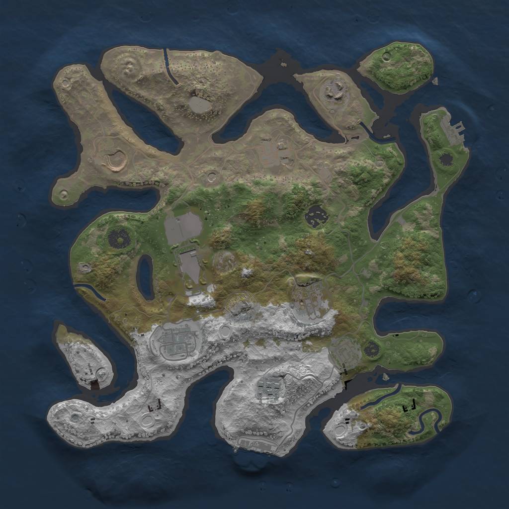 Rust Map: Procedural Map, Size: 3550, Seed: 957572, 17 Monuments