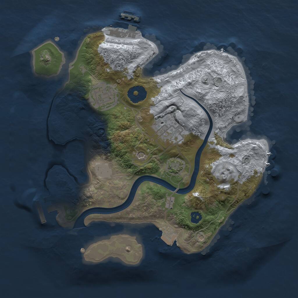 Rust Map: Procedural Map, Size: 2500, Seed: 645908008, 7 Monuments