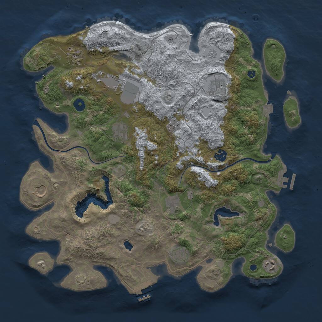 Rust Map: Procedural Map, Size: 4000, Seed: 710005, 16 Monuments