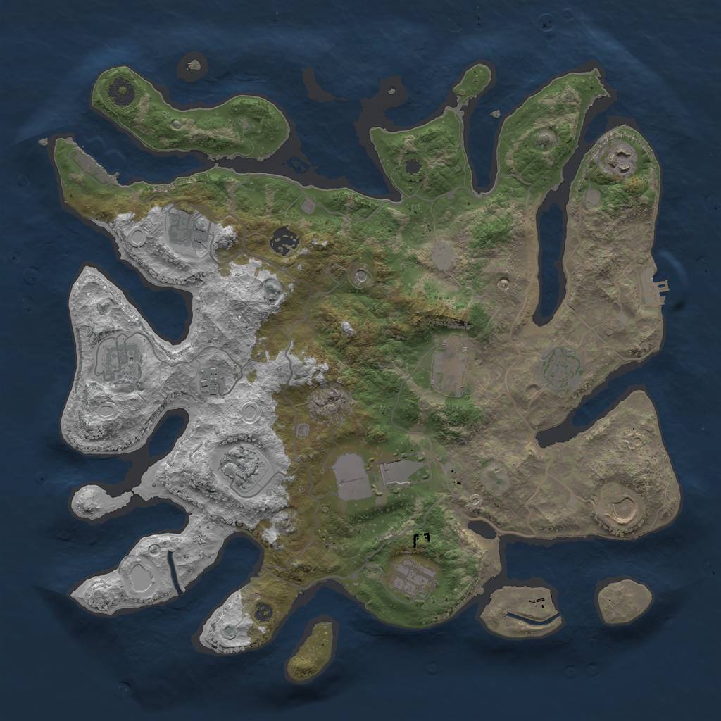 Rust Map: Procedural Map, Size: 4000, Seed: 1623263, 19 Monuments