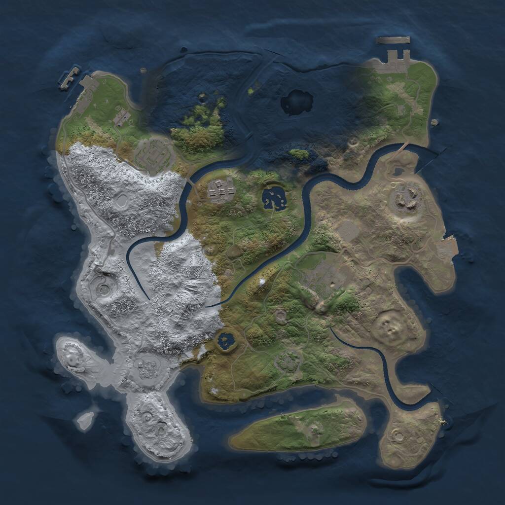 Rust Map: Procedural Map, Size: 3000, Seed: 1077936979, 11 Monuments