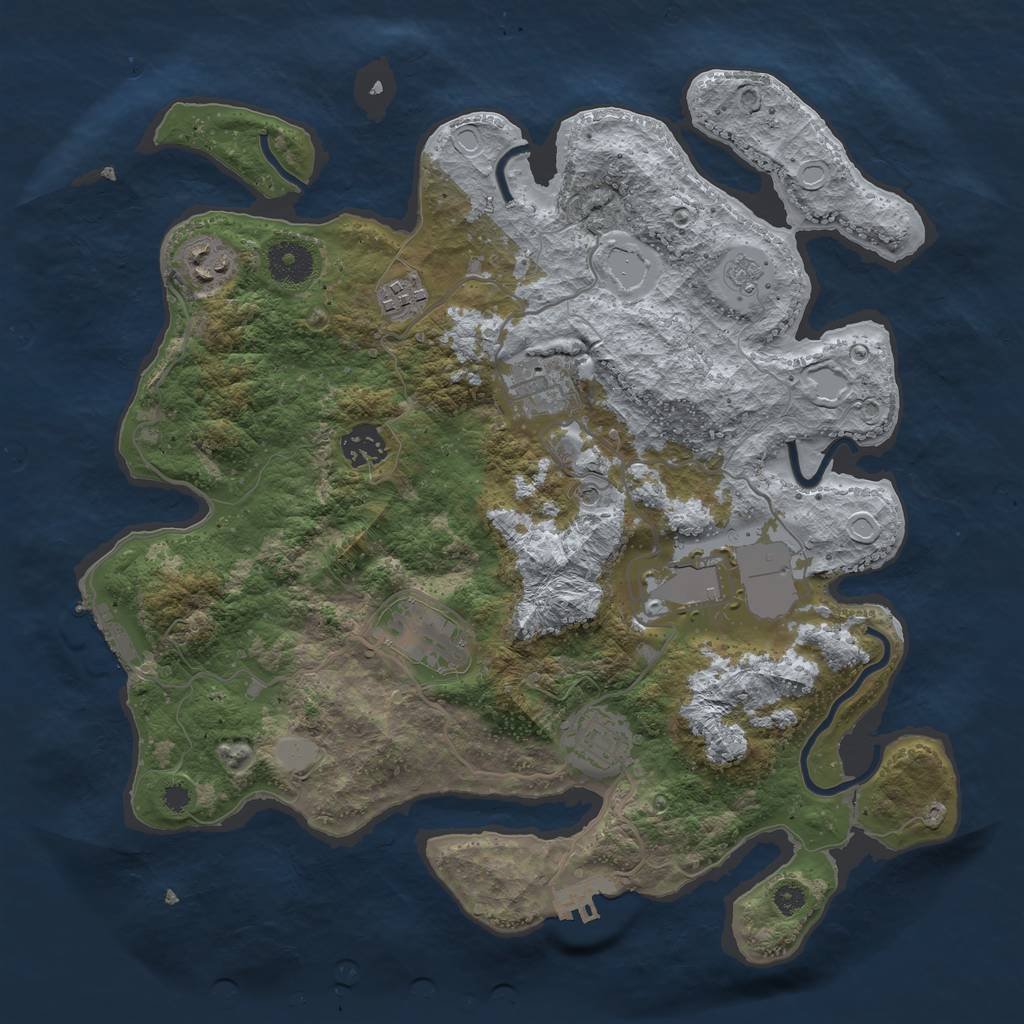 Rust Map: Procedural Map, Size: 3500, Seed: 35, 14 Monuments