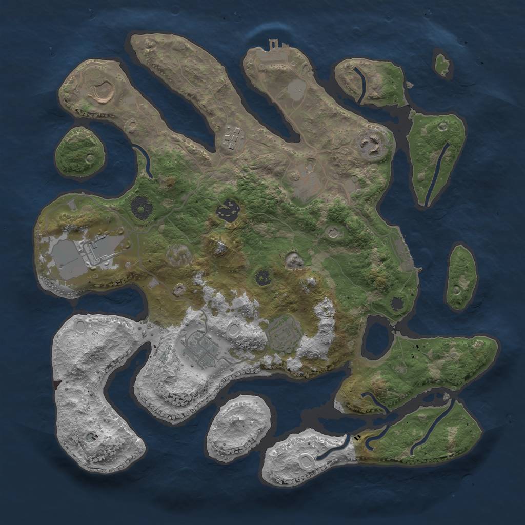 Rust Map: Procedural Map, Size: 3500, Seed: 2970, 16 Monuments