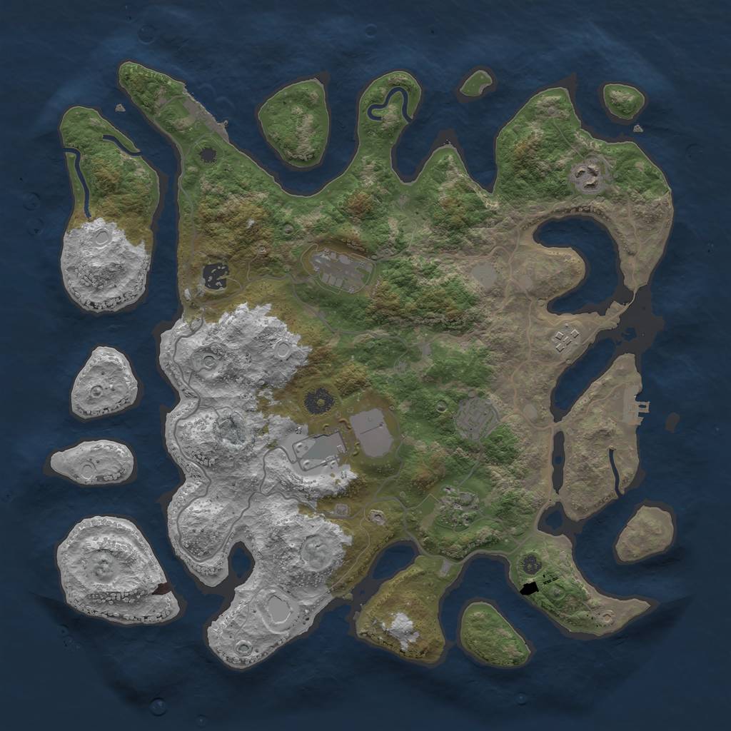 Rust Map: Procedural Map, Size: 4000, Seed: 355741, 15 Monuments