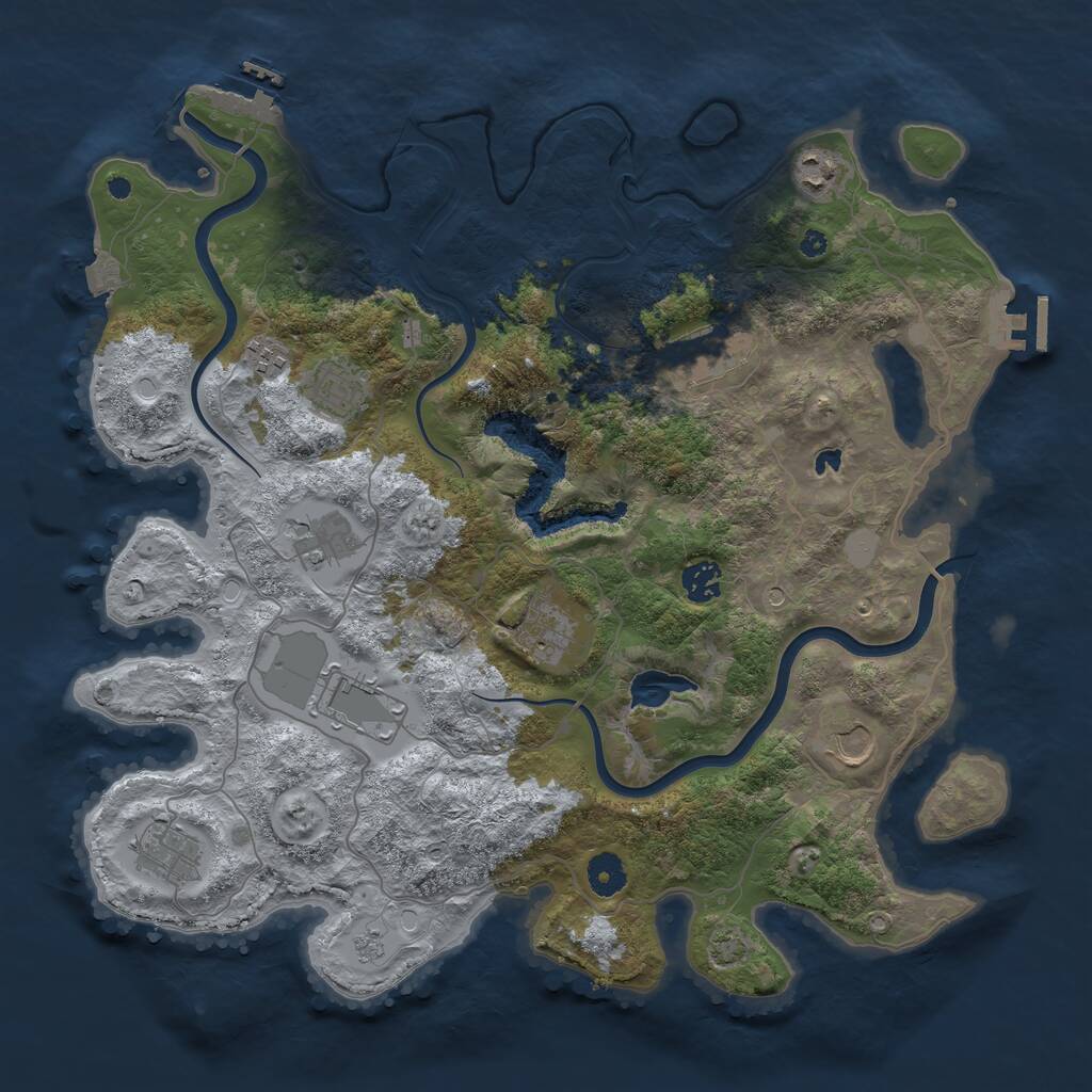 Rust Map: Procedural Map, Size: 4000, Seed: 355741, 16 Monuments