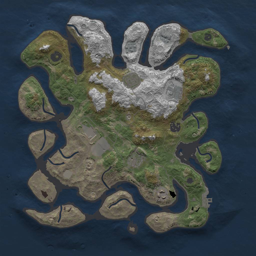 Rust Map: Procedural Map, Size: 3550, Seed: 884259, 14 Monuments