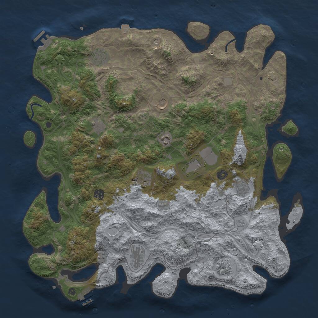 Rust Map: Procedural Map, Size: 4500, Seed: 1820524049, 17 Monuments